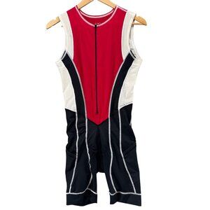 De Soto Forza Hybrid Trisuit Mens Black Red White Sleeveless Compression Size M